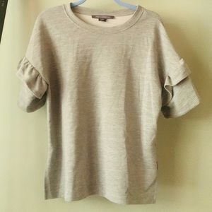 French Connection S Ruffle Sleeve Gray Top